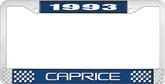 1993 Caprice Style #2 Blue and Chrome License Plate Frame with White Lettering