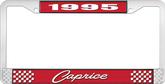 1995 Caprice Style #1 Red and Chrome License Plate Frame with White Lettering