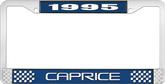 1995 Caprice Style #2 Blue and Chrome License Plate Frame with White Lettering