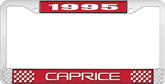 1995 Caprice Style #2 Red and Chrome License Plate Frame with White Lettering