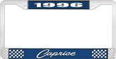 1996 Caprice Style #1 Blue and Chrome License Plate Frame with White Lettering