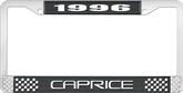 1996 Caprice Style #2 Black and Chrome License Plate Frame with White Lettering