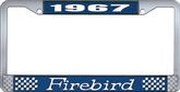 1967 Firebird License Plate Frame - Blue and Chrome with  White Lettering