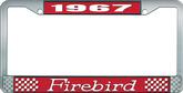 1967 Firebird License Plate Frame - Red and Chrome with  White Lettering