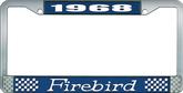 1968 Firebird License Plate Frame - Blue and Chrome with  White Lettering