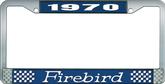 1970 Firebird License Plate Frame - Blue and Chrome with  White Lettering