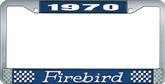 1970 Firebird License Plate Frame - Blue and Chrome with White Lettering