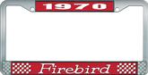 1970 Firebird License Plate Frame - Red and Chrome with  White Lettering