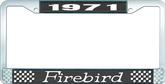 1971 Firebird License Plate Frame - Black and Chrome with  White Lettering