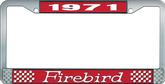 1971 Firebird License Plate Frame - Red and Chrome with White Lettering