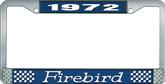 1972 Firebird License Plate Frame - Blue and Chrome with White Lettering
