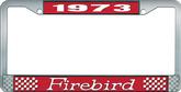 1973 Firebird License Plate Frame - Red and Chrome with White Lettering