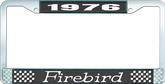 1976 Firebird License Plate Frame - Black and Chrome with  White Lettering
