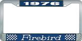 1976 Firebird License Plate Frame - Blue and Chrome with White Lettering