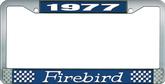 1977 Firebird License Plate Frame - Blue and Chrome with White Lettering