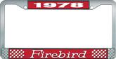 1978 Firebird License Plate Frame - Red and Chrome with White Lettering