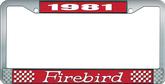1981 Firebird License Plate Frame - Red and Chrome with White Lettering