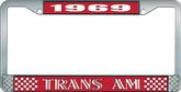 1969 Trans Am Style #1 License Plate Frame - Red and Chrome with White Lettering