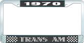 1970 Trans Am Style #1 License Plate Frame - Black and Chrome with White Lettering