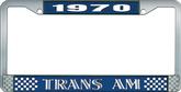1970 Trans Am Style #1 License Plate Frame - Blue and Chrome with White Lettering