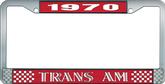 1970 Trans Am Style #1 License Plate Frame - Red and Chrome with White Lettering