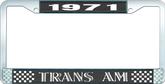 1971 Trans Am Style #1 License Plate Frame - Black and Chrome with White Lettering