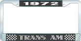 1972 Trans Am Style #1 License Plate Frame - Black and Chrome with White Lettering