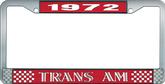 1972 Trans Am Style #1 License Plate Frame - Red and Chrome with  White Lettering