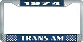 1974 Trans Am Style #2 License Plate Frame - Blue and Chrome with White Lettering