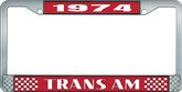 1974 Trans Am Style #2 License Plate Frame - Red and Chrome with White Lettering