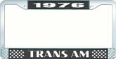 1976 Trans Am Style #2 License Plate Frame - Black and Chrome with White Lettering