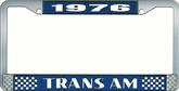 1976 Trans Am Style #2 License Plate Frame - Blue and Chrome with White Lettering