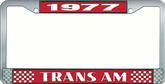 1977 Trans Am Style #2 License Plate Frame - Red and Chrome with White Lettering