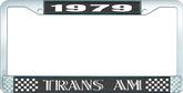 1979 Trans Am Style #2 License Plate Frame - Black and Chrome with White Lettering