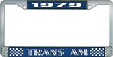 1979 Trans Am Style #2 License Plate Frame - Blue and Chrome with White Lettering