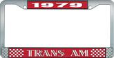 1979 Trans Am Style #2 License Plate Frame -Red and Chrome with White Lettering