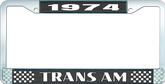 1974 Trans Am; License Plate Frame; Style #2; Black And Chrome With  White Lettering