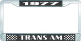 1977 Trans Am; License Plate Frame; Style #2; Black And Chrome With  White Lettering