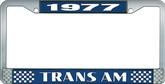 1977 Trans Am; License Plate Frame; Style #2; Blue And Chrome With White Lettering