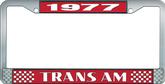 1977 Trans Am; License Plate Frame; Style #2; Red And Chrome With  White Lettering