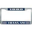 1980 Trans Am; License Plate Frame; Style #2; Blue And Chrome With White Lettering