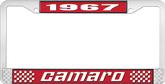 1967 Camaro Style #2 License Plate Frame - Red and Chrome with  White Lettering