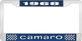 1968 Camaro Style #1 License Plate Frame - Blue and Chrome with  White Lettering