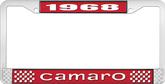 1968 Camaro Style #1 License Plate Frame - Red and Chrome with  White Lettering