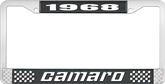1968 Camaro Style #2 License Plate Frame - Black and Chrome with  White Lettering