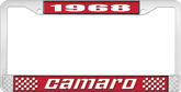 1968 Camaro Style #2 License Plate Frame - Red and Chrome with  White Lettering