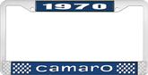 1970 Camaro Style #1 License Plate Frame - Blue and Chrome with  White Lettering