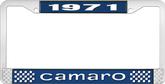 1971 Camaro Style #1 License Plate Frame - Blue and Chrome with  White Lettering