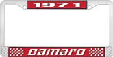 1971 Camaro Style #2 License Plate Frame - RED and Chrome with White Lettering