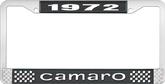1972 Camaro Style #1 License Plate Frame - Black and Chrome with  White Lettering
